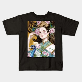 Princess and peacock,sticker. Kids T-Shirt